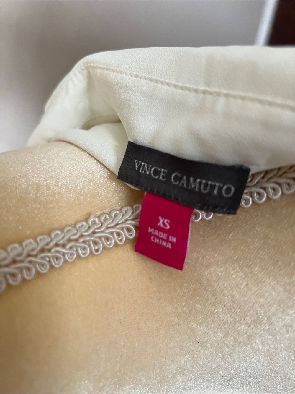 Vince Camuto Ivory Blouse with Loop Trim